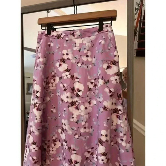Talbots 2 Petite Floral Midi Skirt NWOT Pink - Picture 3 of 7